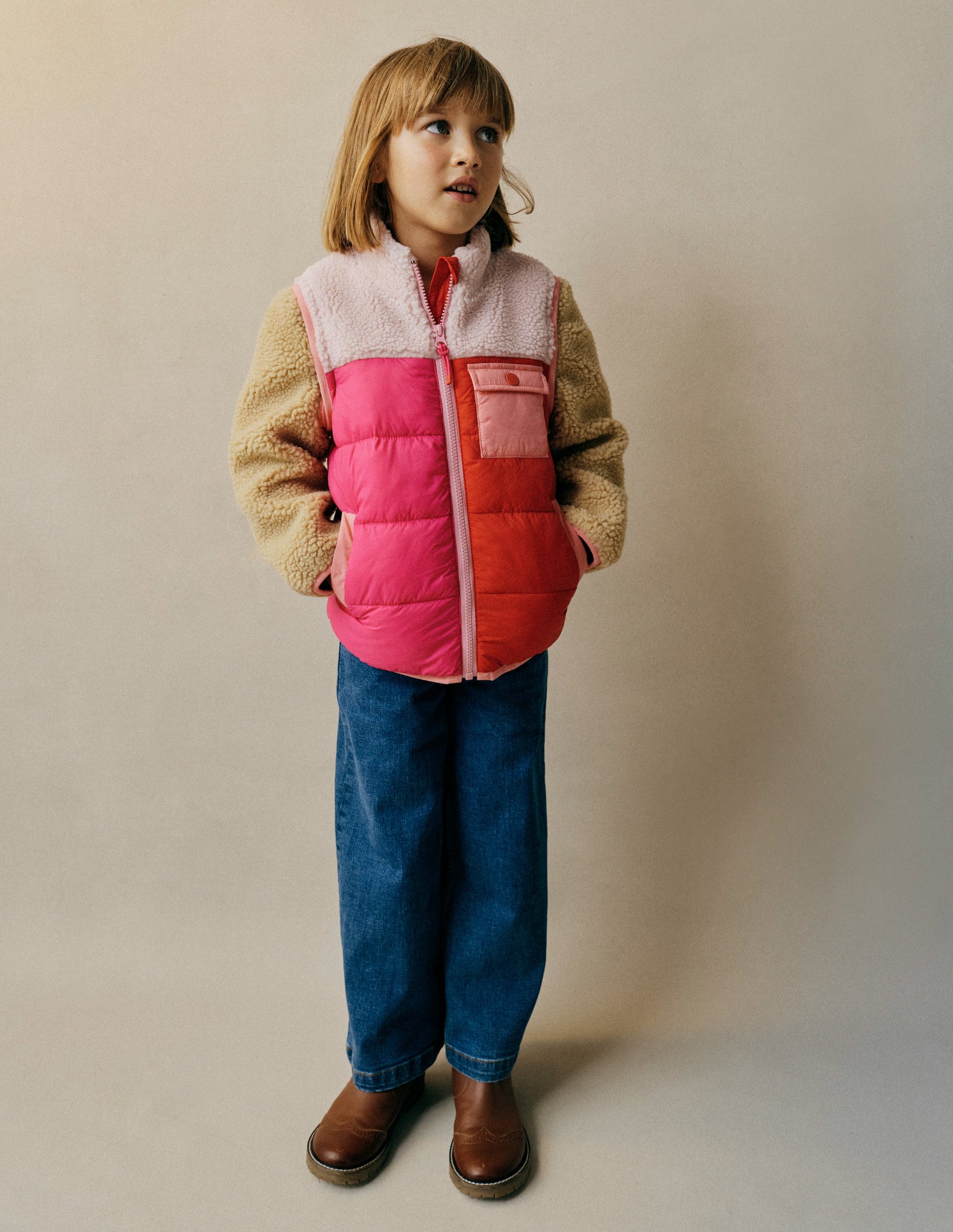 2-in-1 Borg Mix Jacket-Pink Borg Colourblock-1