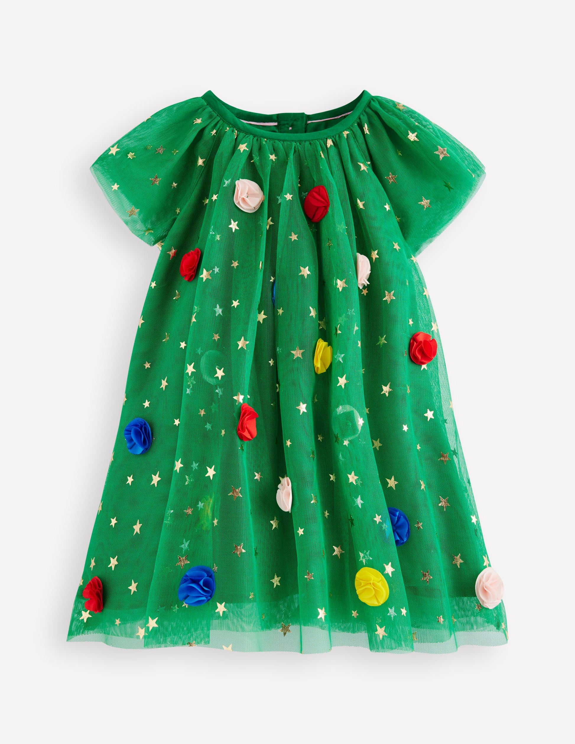 Layered Tulle Dress-Green Christmas Tree-1