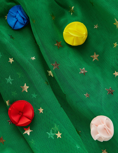 Layered Tulle Dress-Green Christmas Tree-3