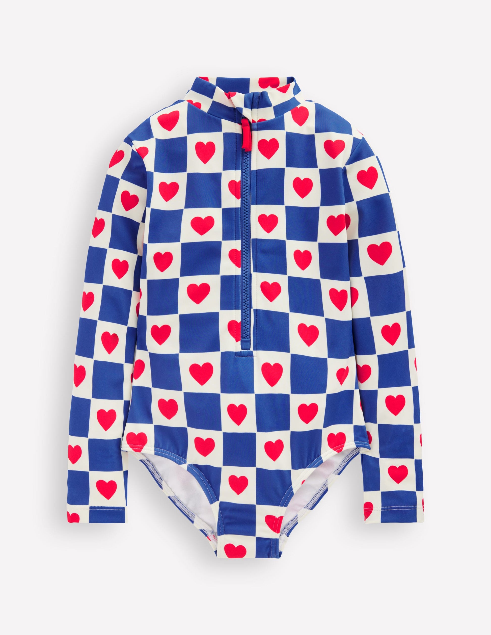 Long-Sleeved Swimsuit-Bluejay Heart Stamp-1