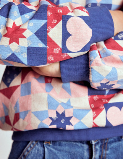 Printed Sweatshirt-Alaskan Blue Patchwork-2