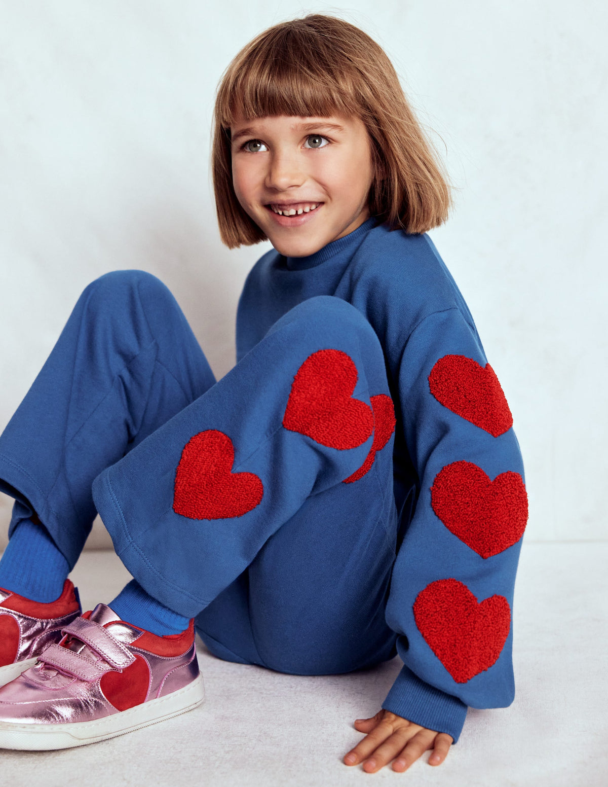 Bobbie Appliqué Sweatshirt-Bluejay Hearts - Image 2