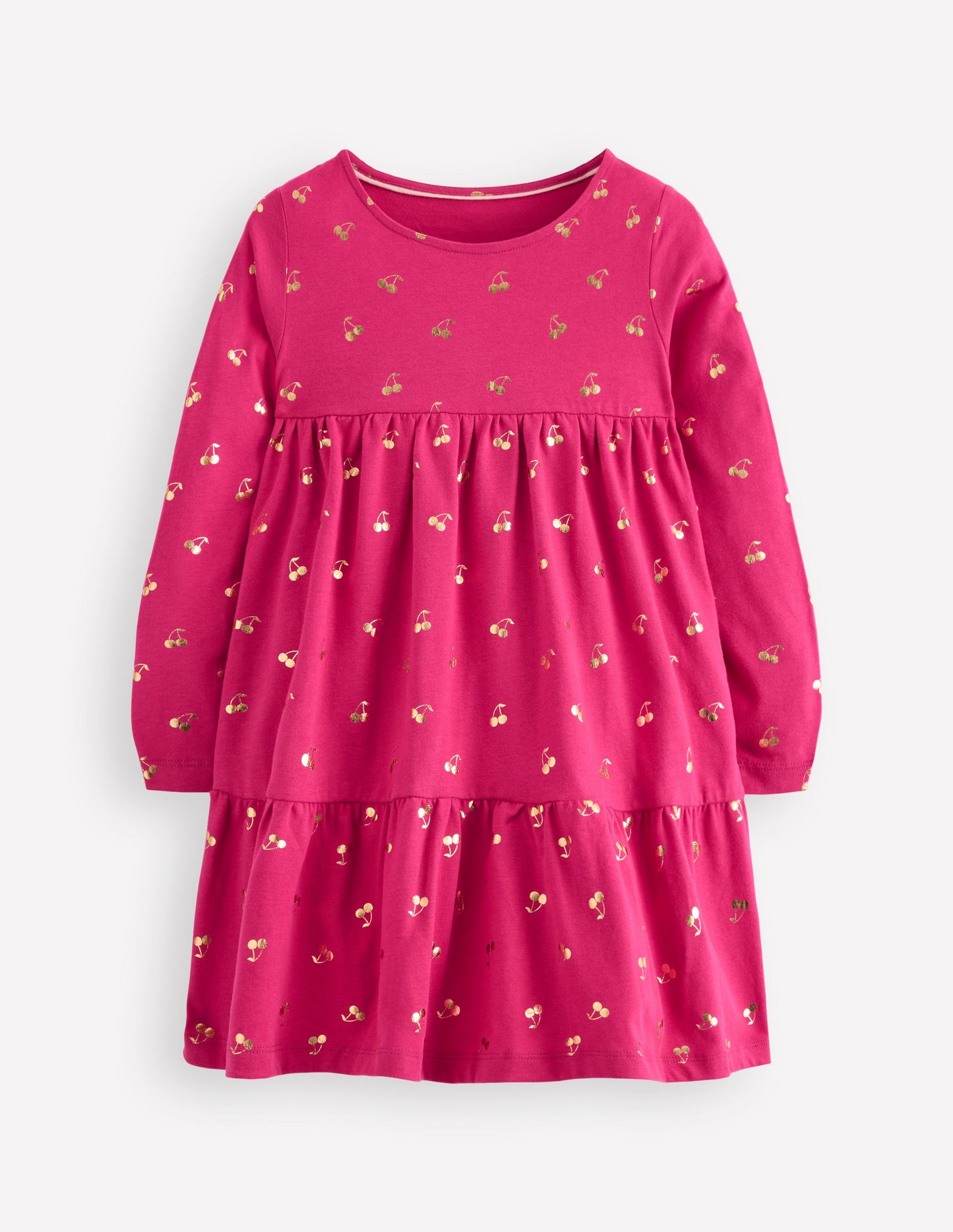 Ariel Long Sleeve Twirly Dress-Cherry Jam Foil Cherries