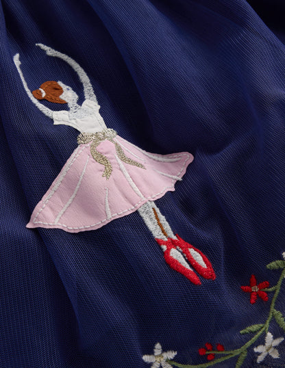Appliqué Tulle Skirt-Starboard Blue Nutcracker-3
