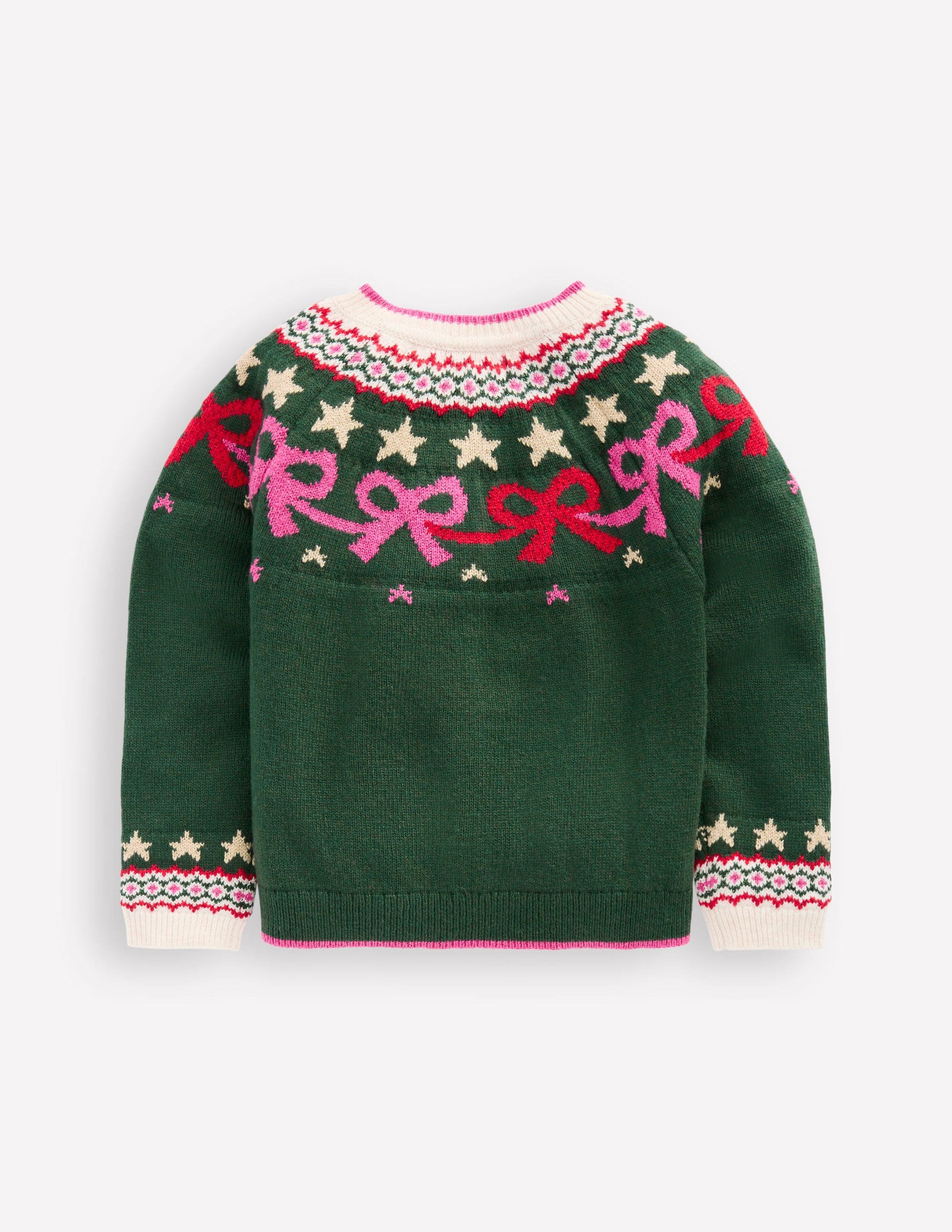 Edie Fair Isle Cardigan-Emerald Night Bows-3