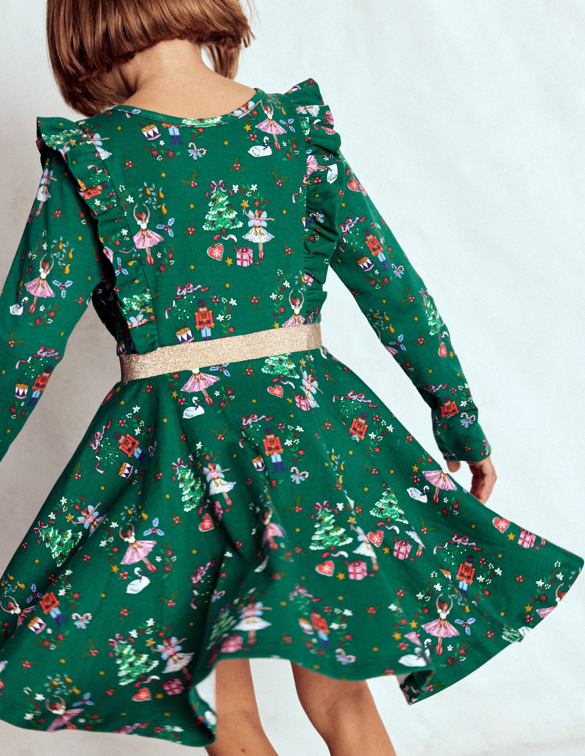 Cora Twirly Jersey Dress-Jewel Green Nutcracker | Boden UK Cora Twirly Jersey Dress-Jewel Green Nutcracker | Boden UK