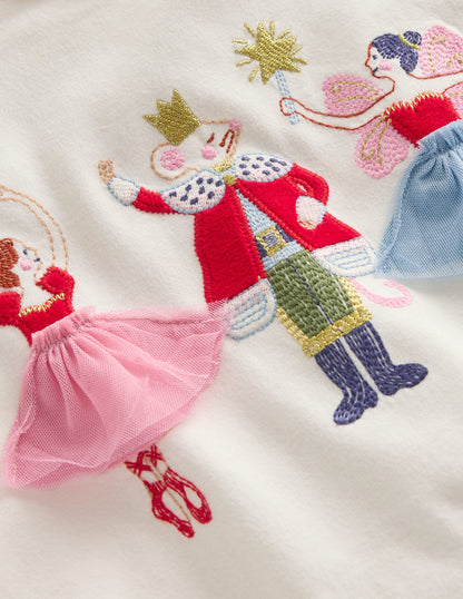 Puff Sleeve Appliqué  T-shirt-Soft Ivory Nutcracker-3