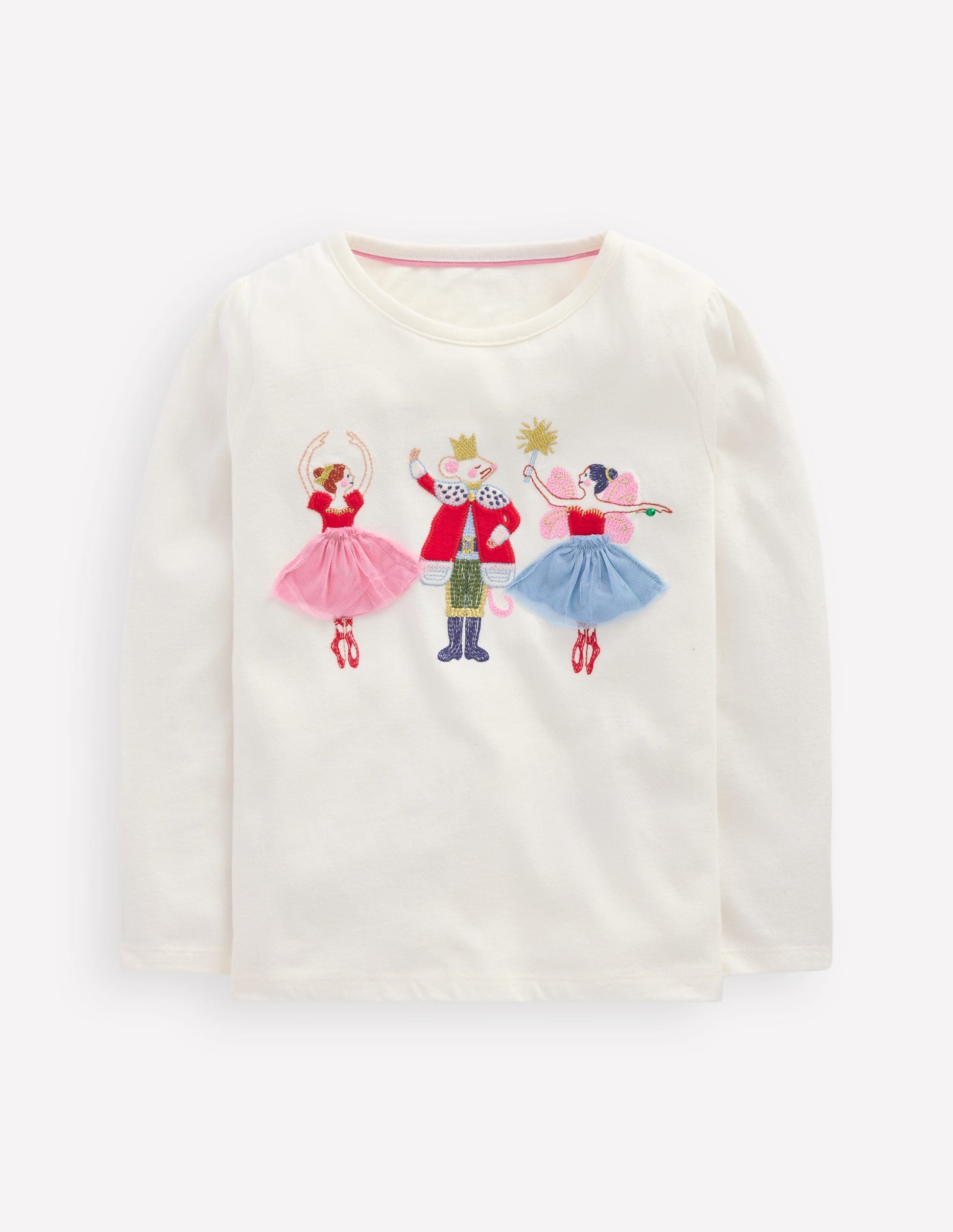 Puff Sleeve Appliqué  T-shirt-Soft Ivory Nutcracker-1