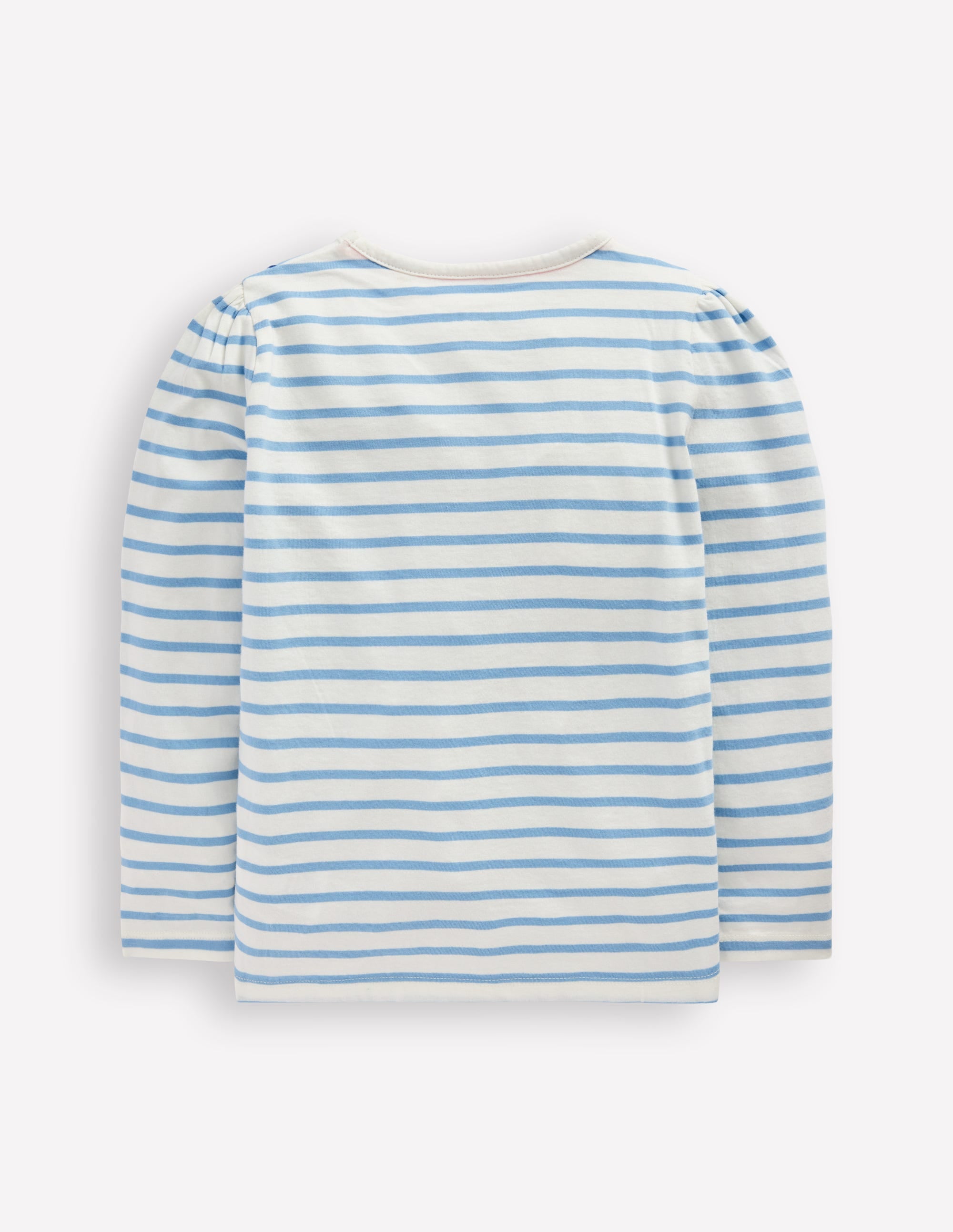 Puff Sleeve Appliqué  T-shirt-Soft Ivory/Glacier Blue - Image 4