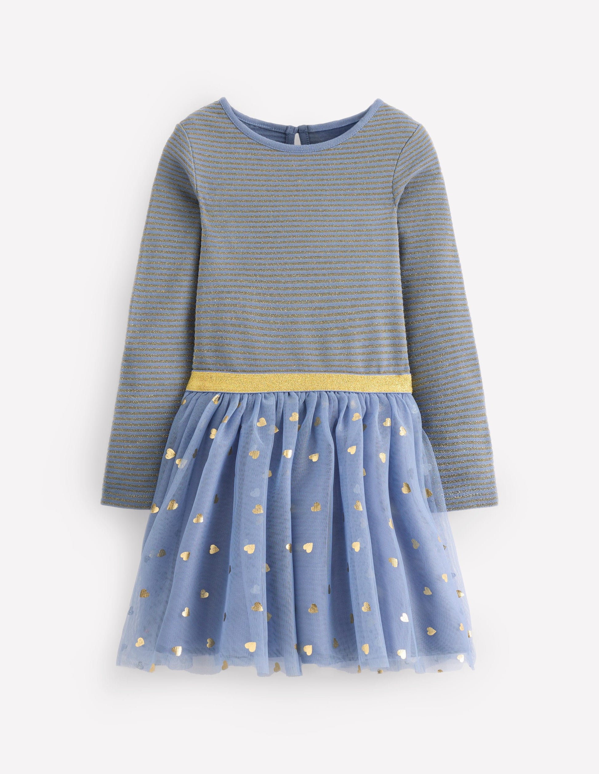 Twirly Tulle Mix Dress-Stormbolt Blue/ Gold Confetti-4