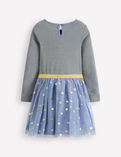 Twirly Tulle Mix Dress-Stormbolt Blue/ Gold Confetti-5