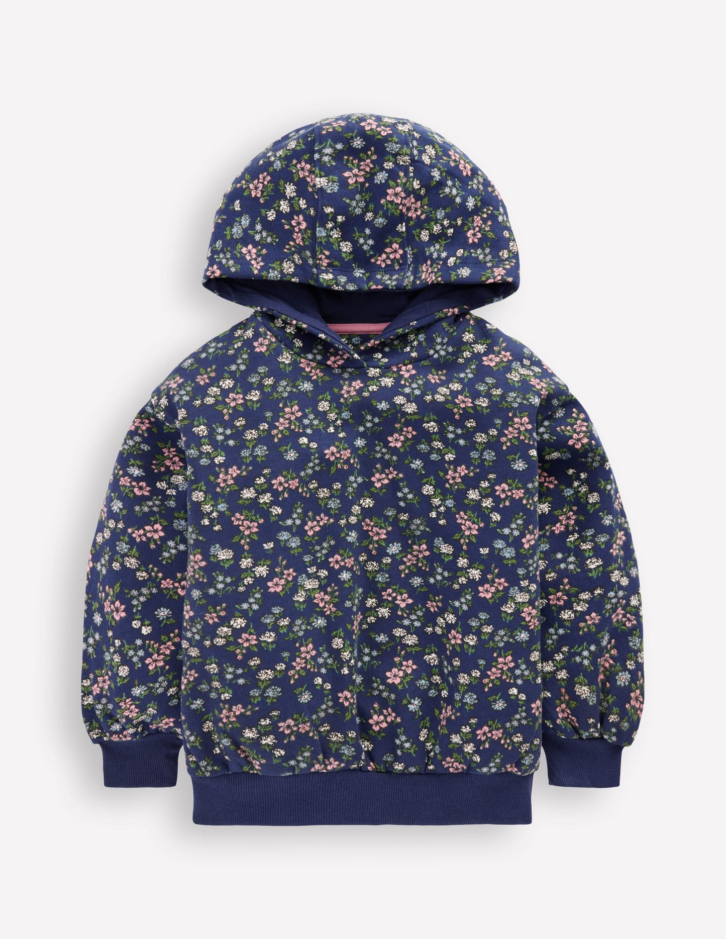 Printed Hoodie-Starboard Blue Meadow Floral
