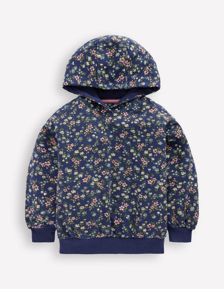 Printed Hoodie-Starboard Blue Meadow Floral