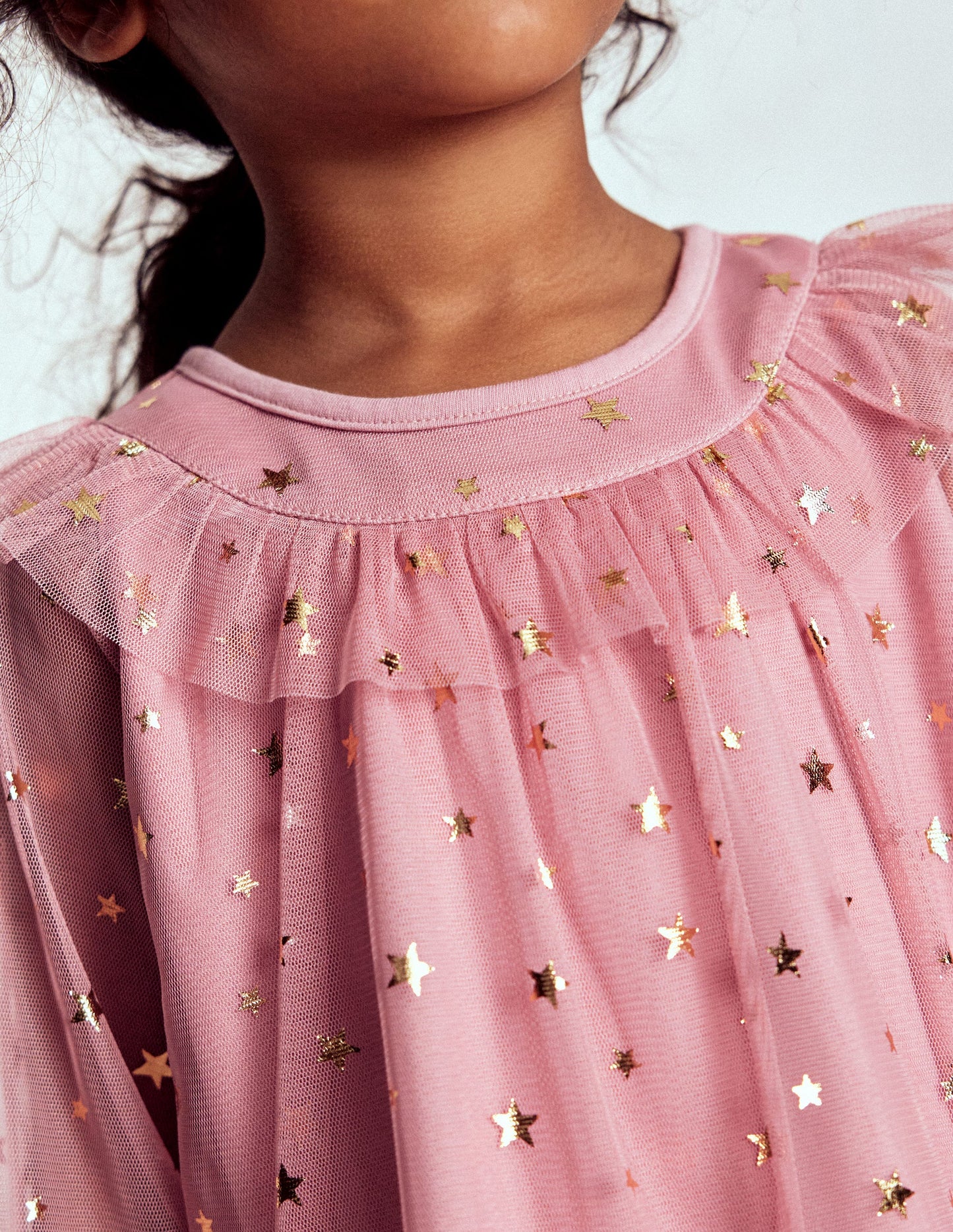 Tulle Party Top-Almond Pink Stars