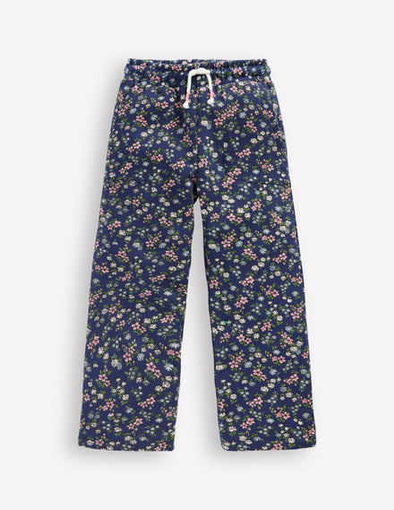 Wide Leg Printed Jogger-Starboard Blue Meadow Floral