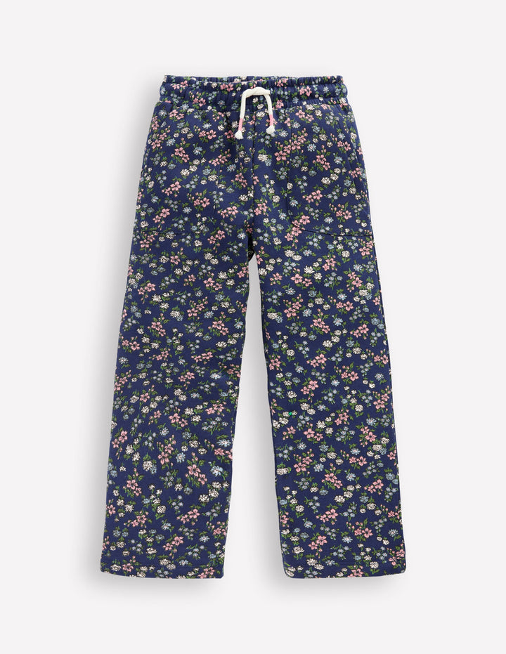 Wide Leg Printed Jogger-Starboard Blue Meadow Floral
