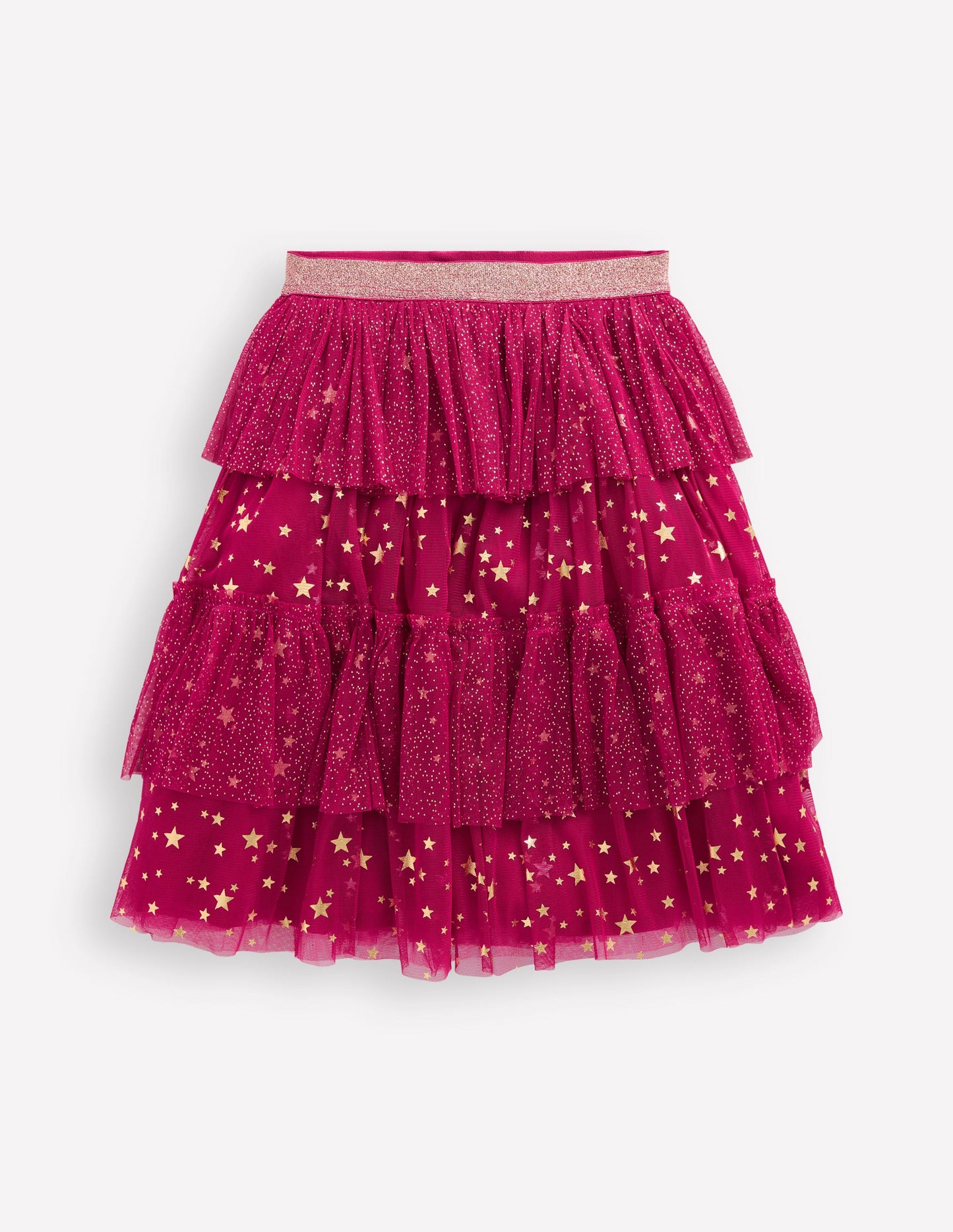 Tulle Ruffle Midi Skirt-Cherry Jam