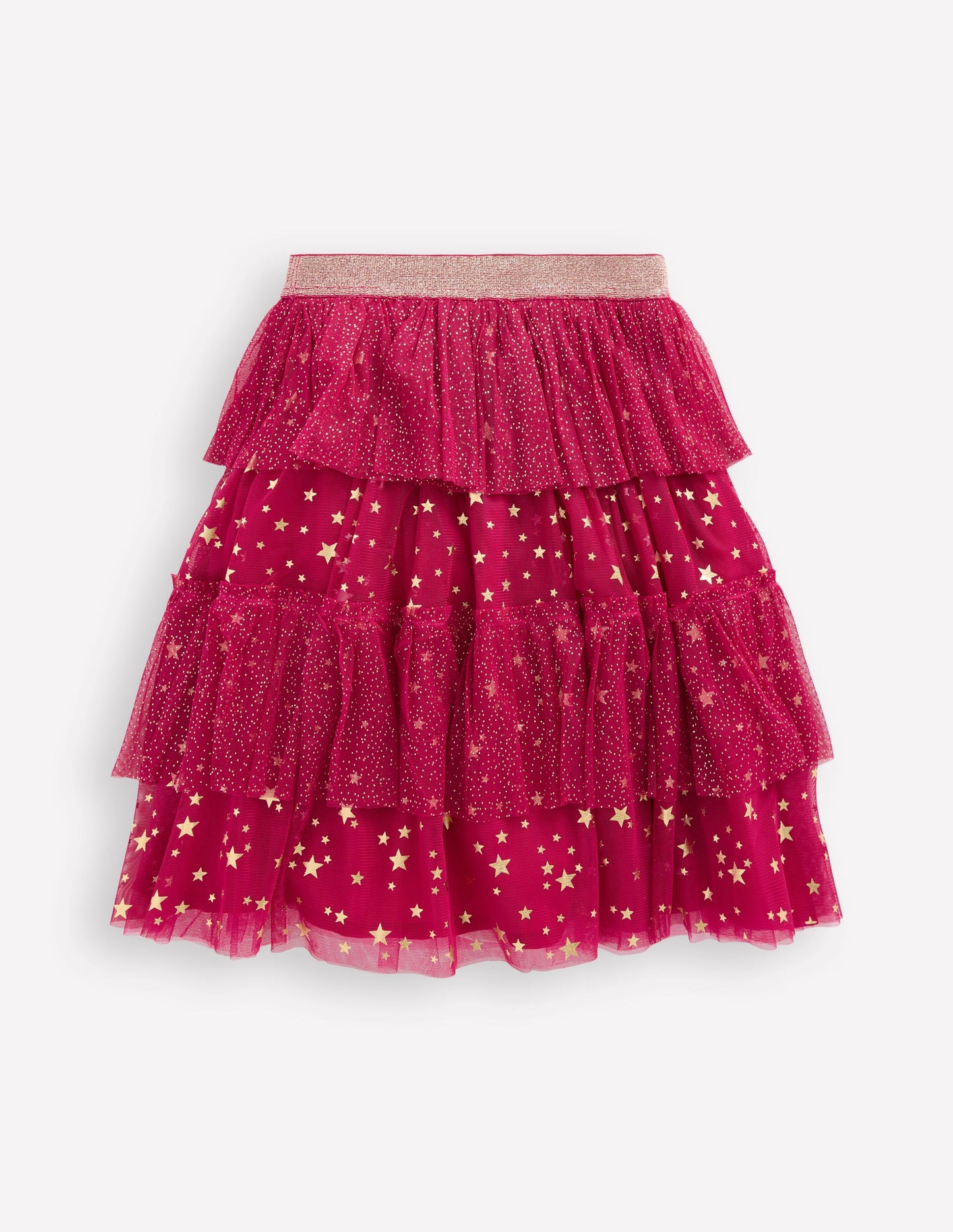 Tulle Ruffle Midi Skirt-Cherry Jam