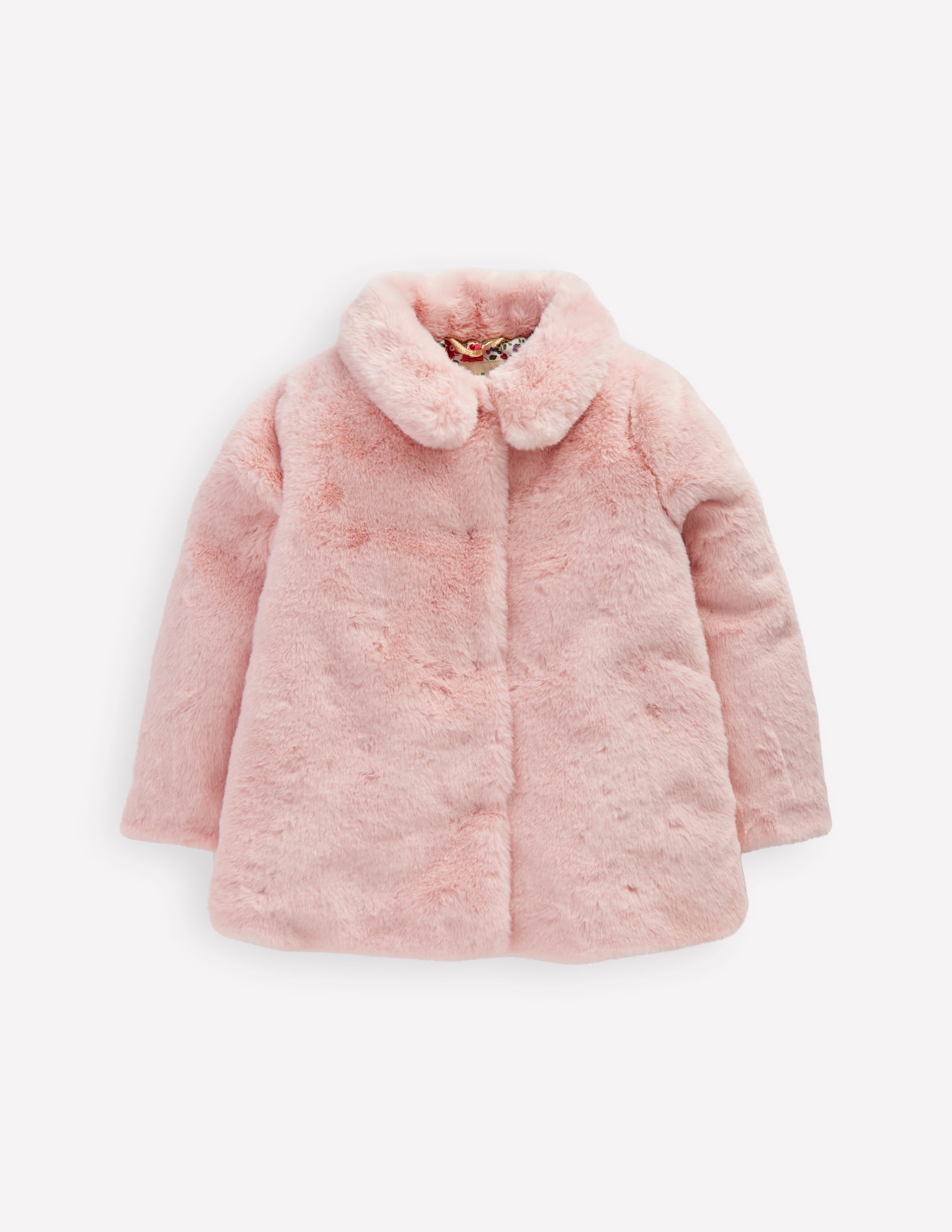 Faux Fur Collared Coat-Pink - Image 1