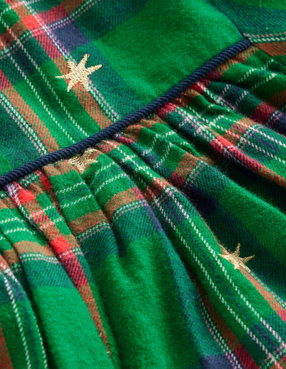 Ruffle Neck Woven Dress-Star Check-3