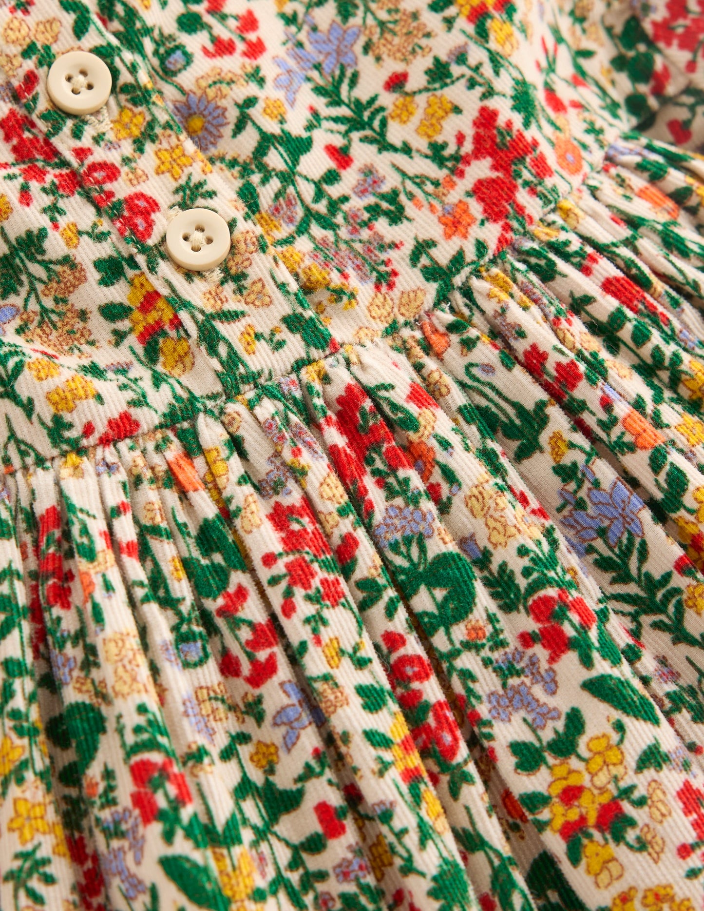 Ruffle Neck Woven Dress-Soft Ivory Flower Meadow