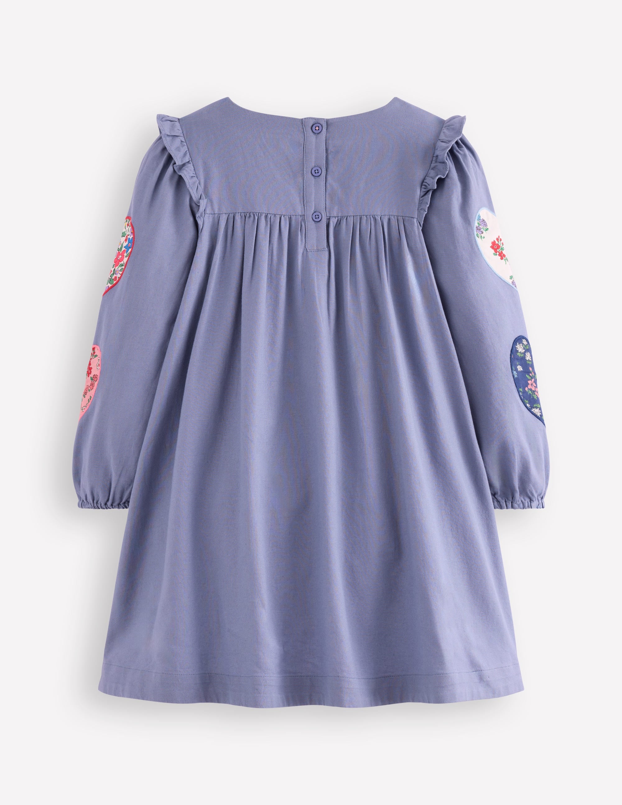 Heart Appliqué  Dress-Dusty Blue Hearts - Image 2