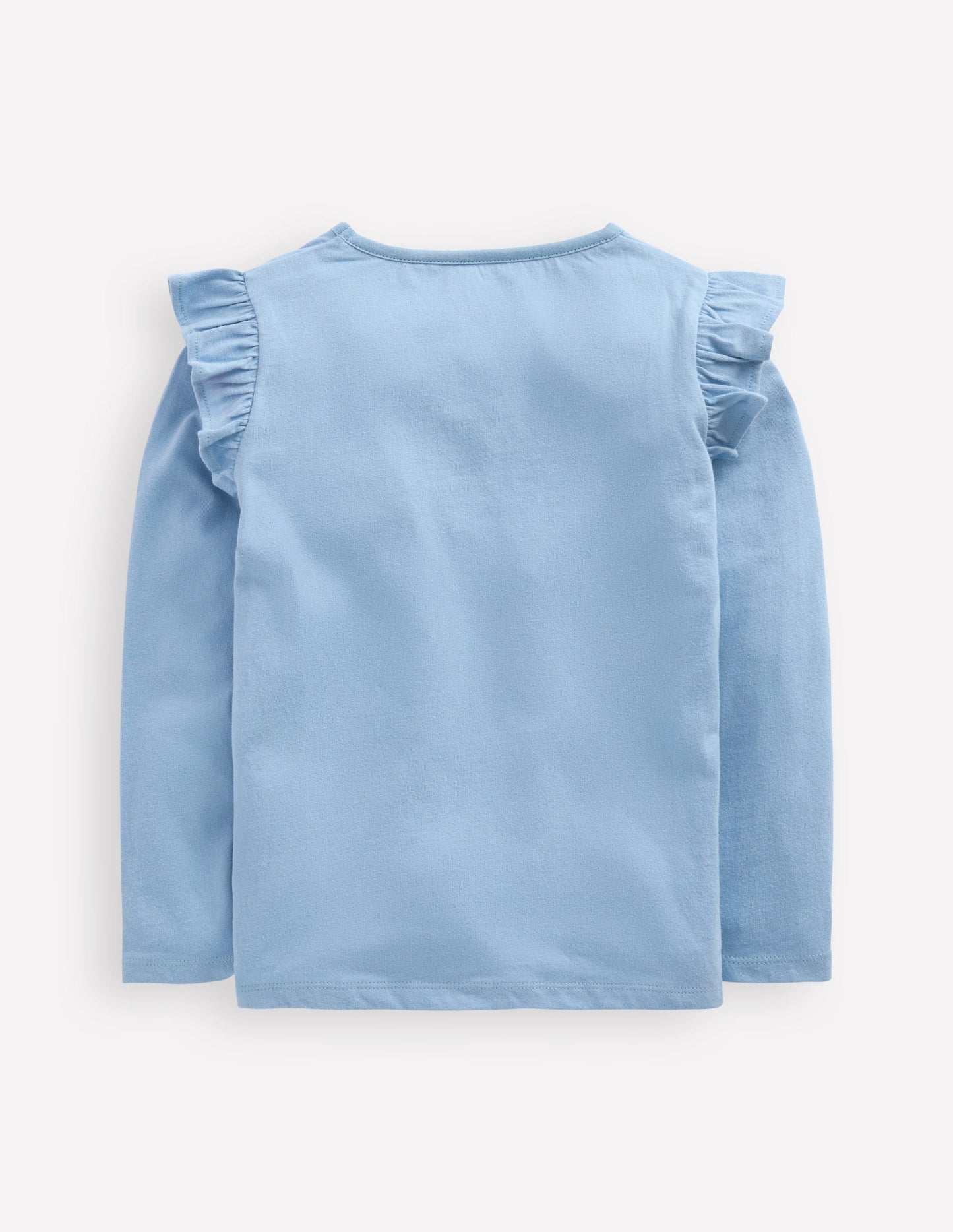 Frill Sleeve Appliqué T-shirt-Blue Lovebirds