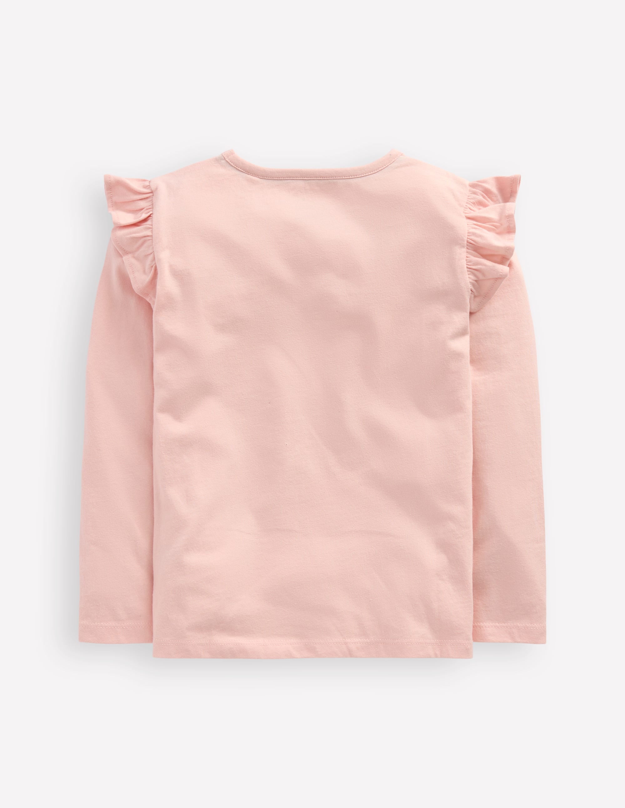 Frill Sleeve Appliqué T-shirt-Chalk Pink Christmas Tree - Image 2