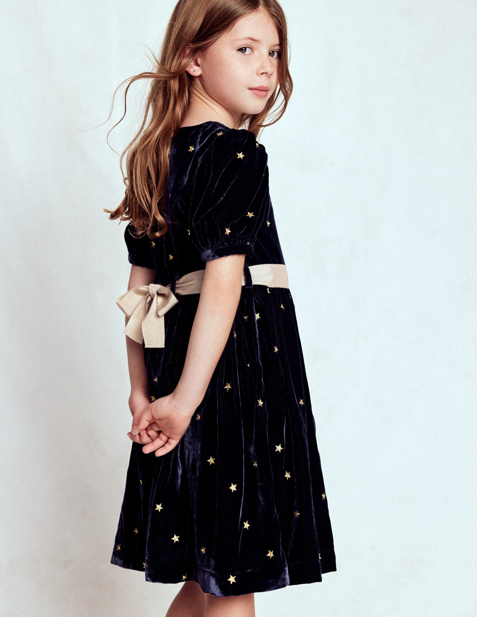 Velvet Party dress-College Navy Gold Stars | Boden UK Velvet Party dress-College Navy Gold Stars | Boden UK