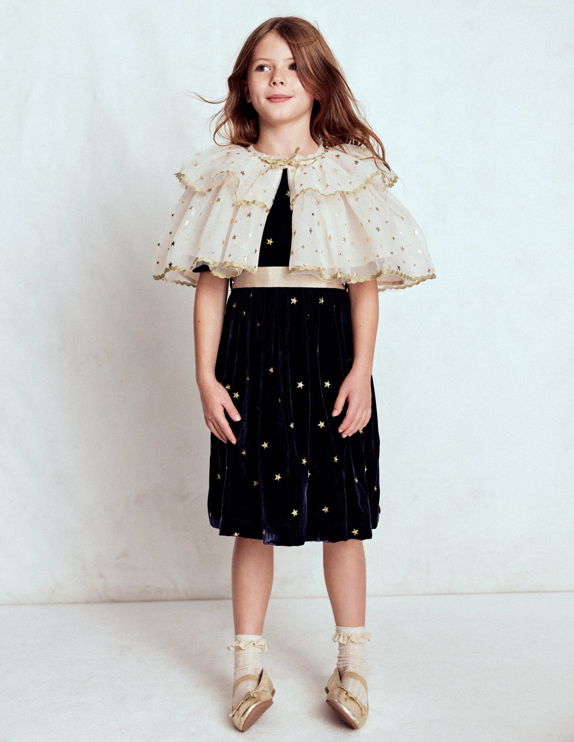 Velvet Party dress-College Navy Gold Stars-3