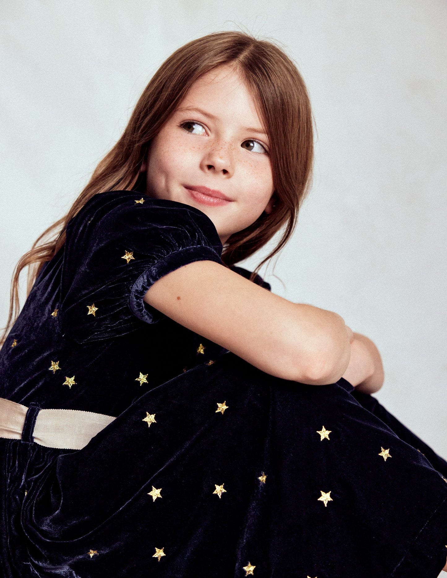 Velvet Party dress-College Navy Gold Stars