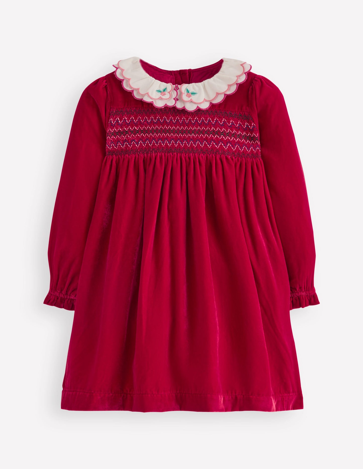 Cosy Collar Detail Smock Dress-Carmine Red