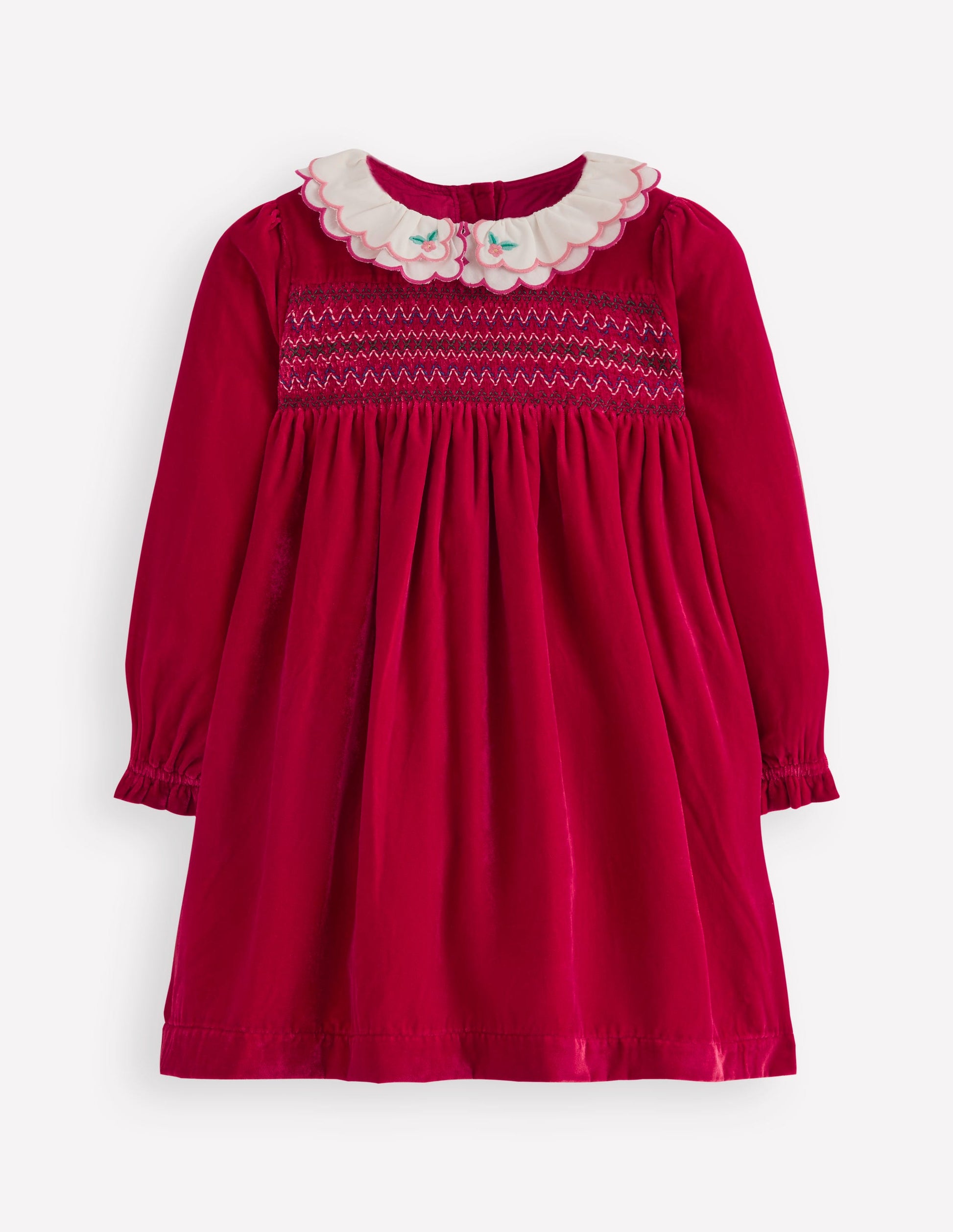 Cosy Collar Detail Smock Dress-Carmine Red-3