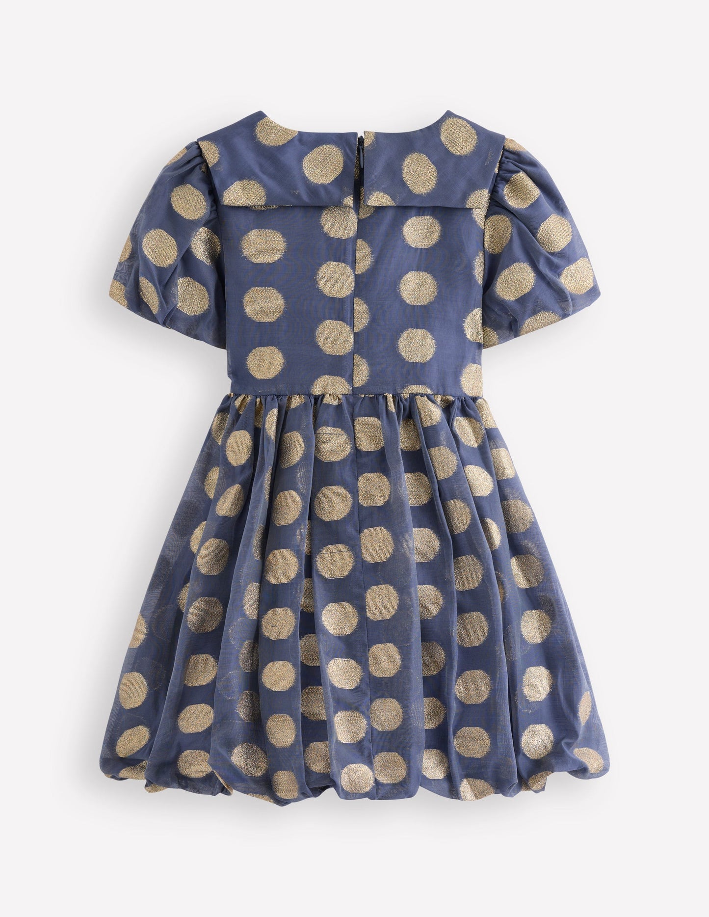 Bubble Hem Party Dress-College Navy Gold Spot