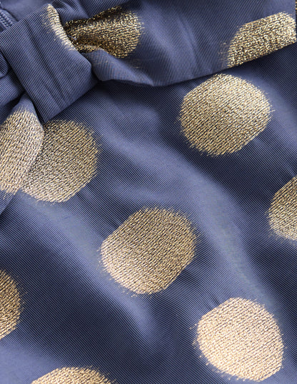 Bubble Hem Party Dress-College Navy Gold Spot-7