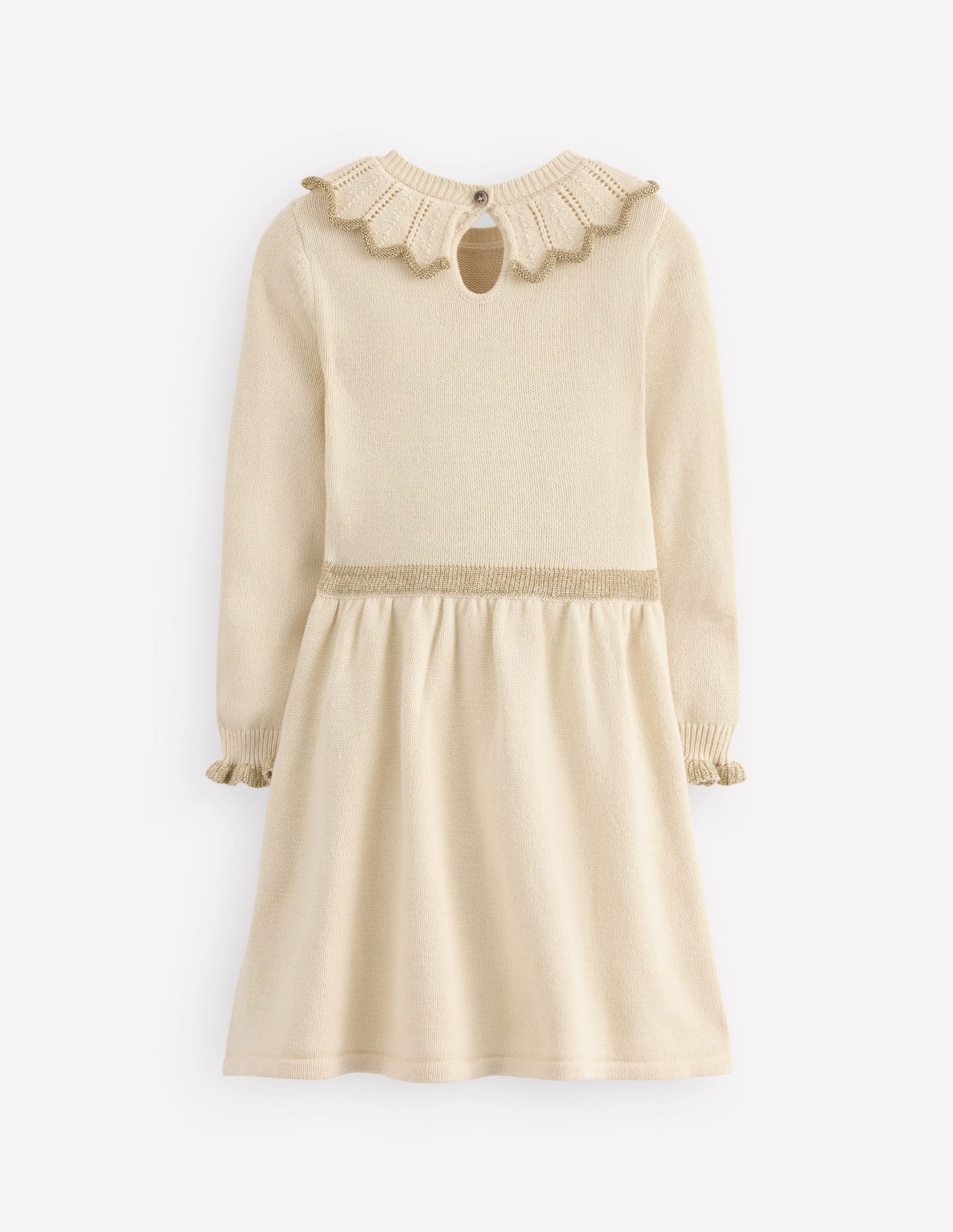 Pretty Collared Knitted Dress-Soft Ivory
