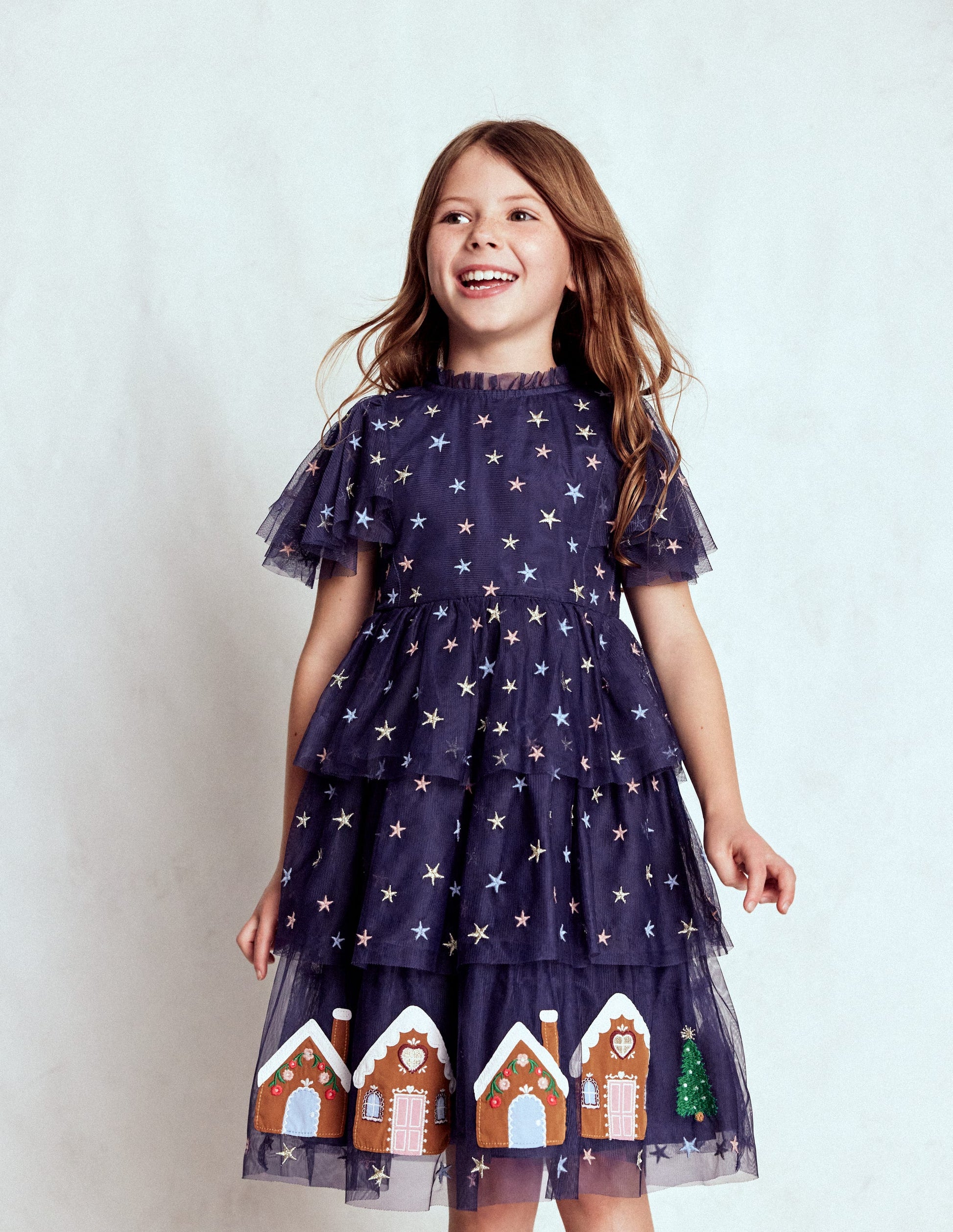 Tulle Tiered Gingerbread Dress-Medieval Blue-1