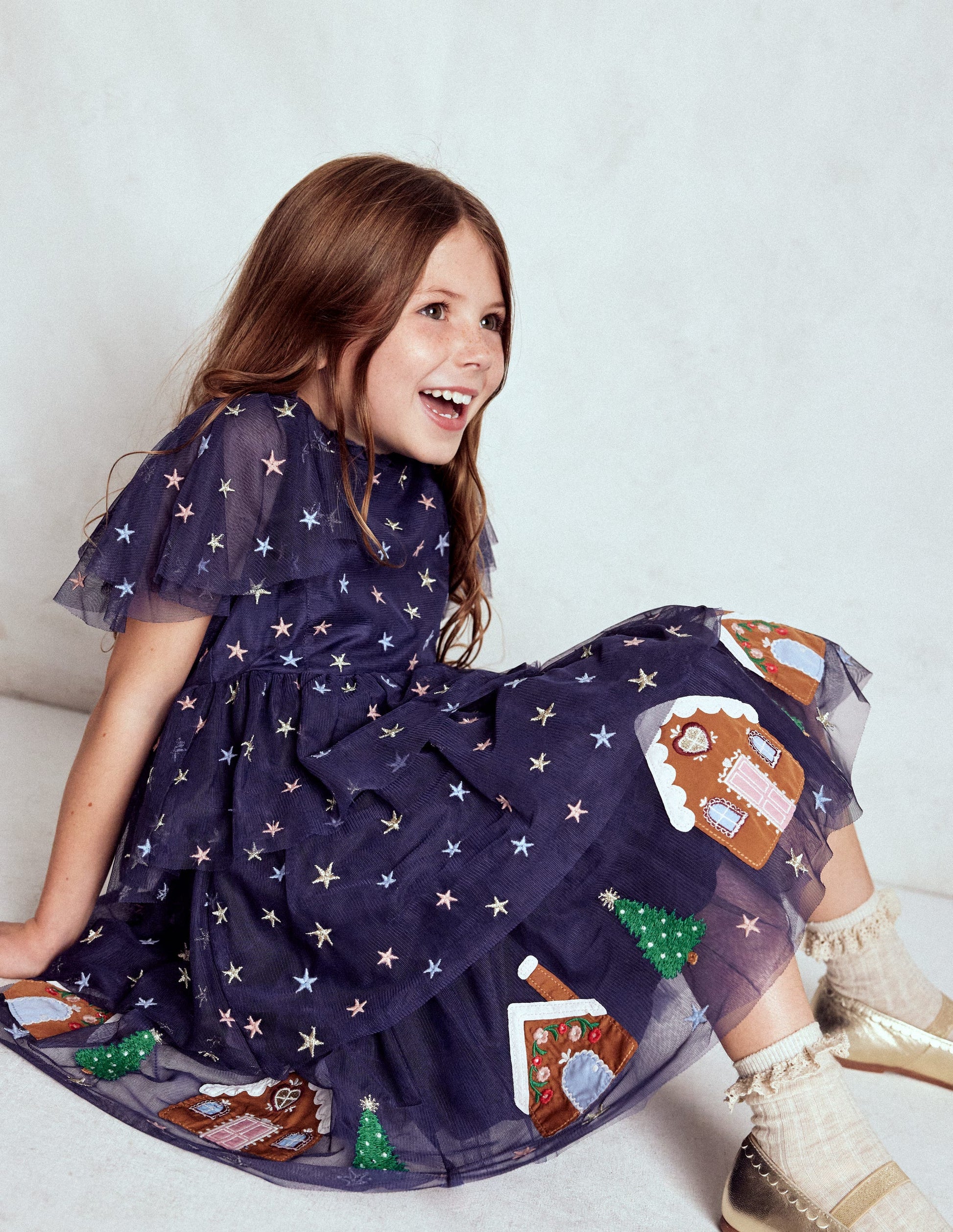 Tulle Tiered Gingerbread Dress-Medieval Blue-3