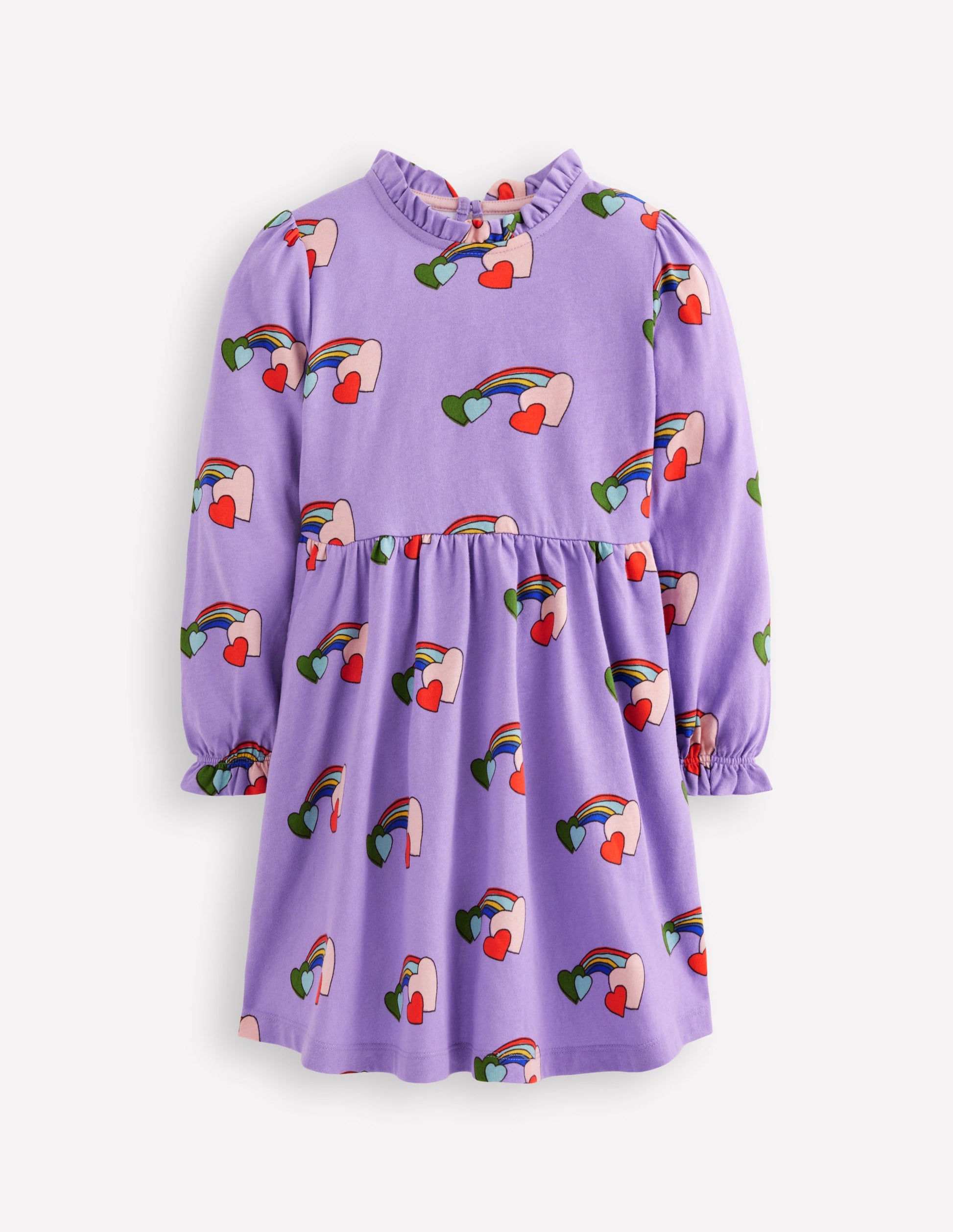 Blouson Sleeve Jersey Dress-Purple Love Rainbow-1