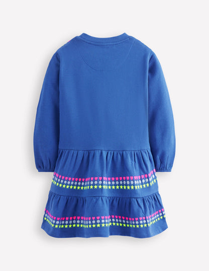 Drop Waist Sweatshirt Dress-Bluejay Embroidery-4