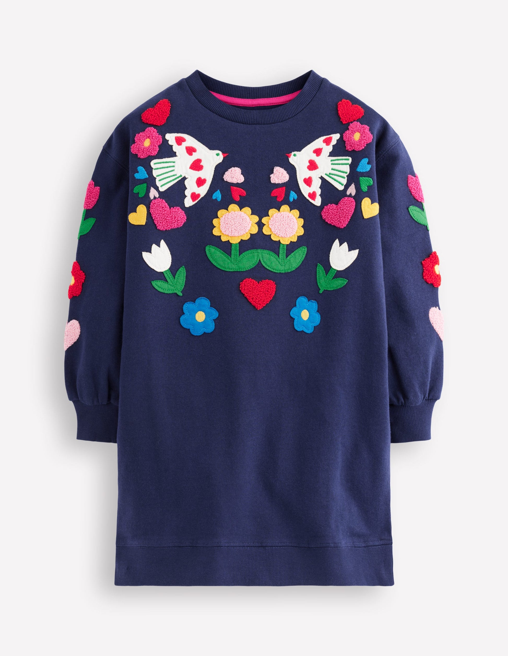 Relaxed Sweatshirt Dress-College Navy Birds-5