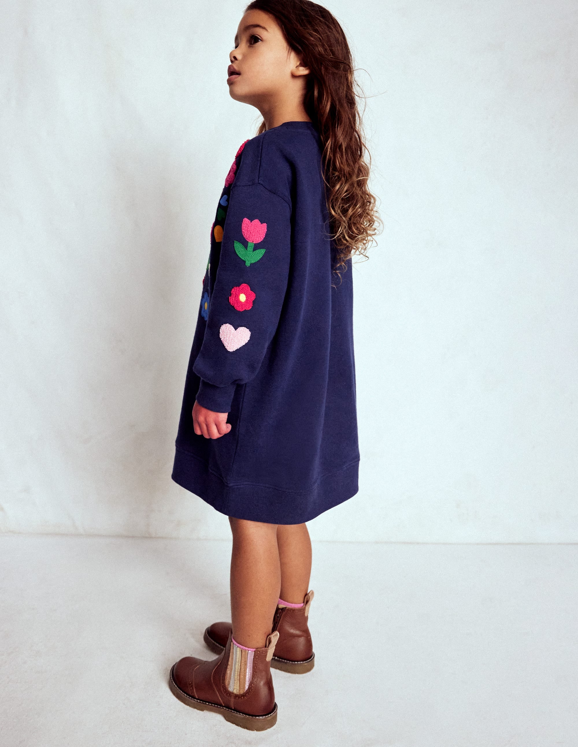 Ami Relaxed Sweatshirt Dress-College Navy Birds - Image 3