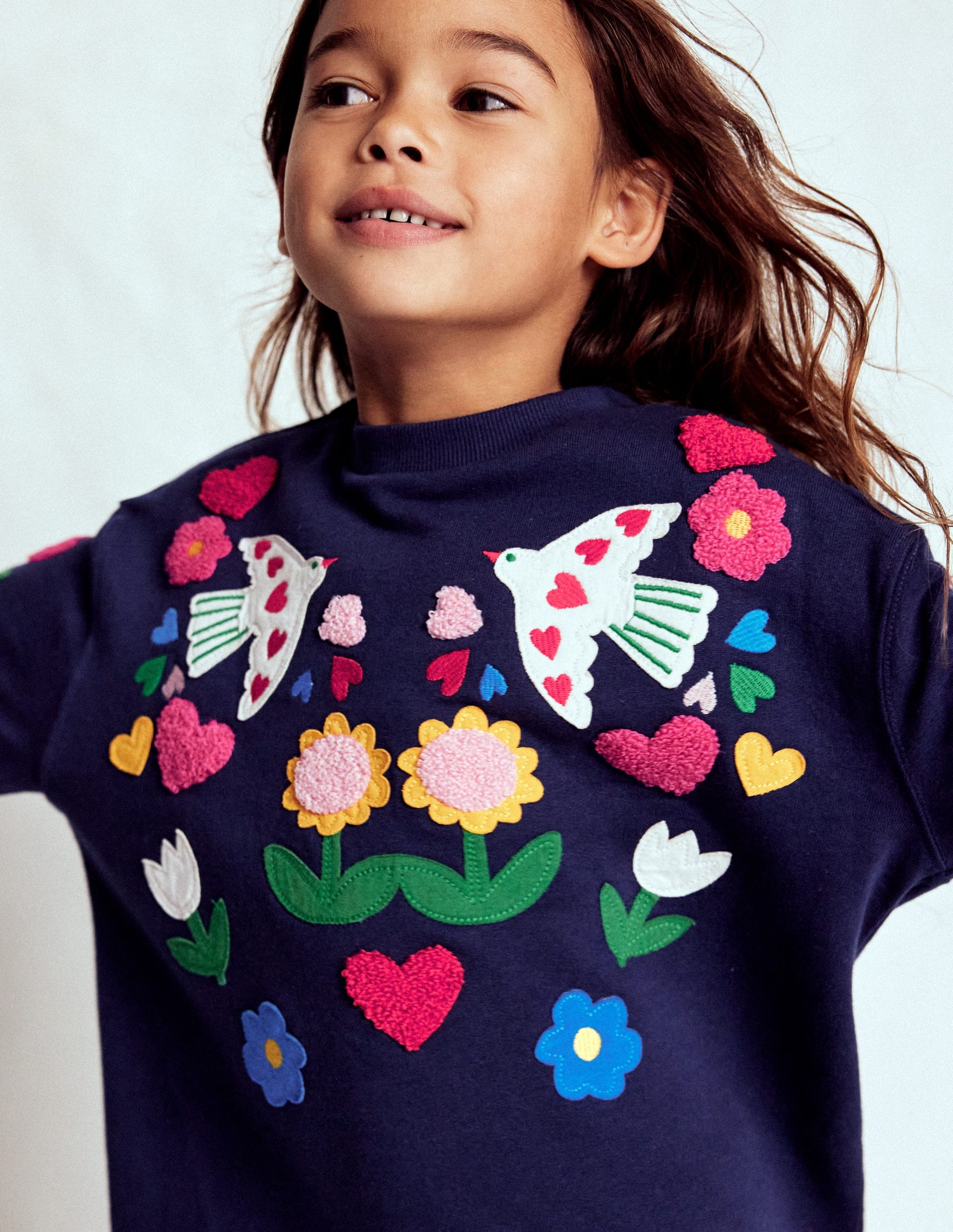 Relaxed Sweatshirt Dress-College Navy Birds-4