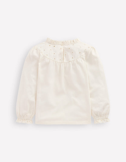 Jersey Heart Broderie Top-Soft Ivory-2