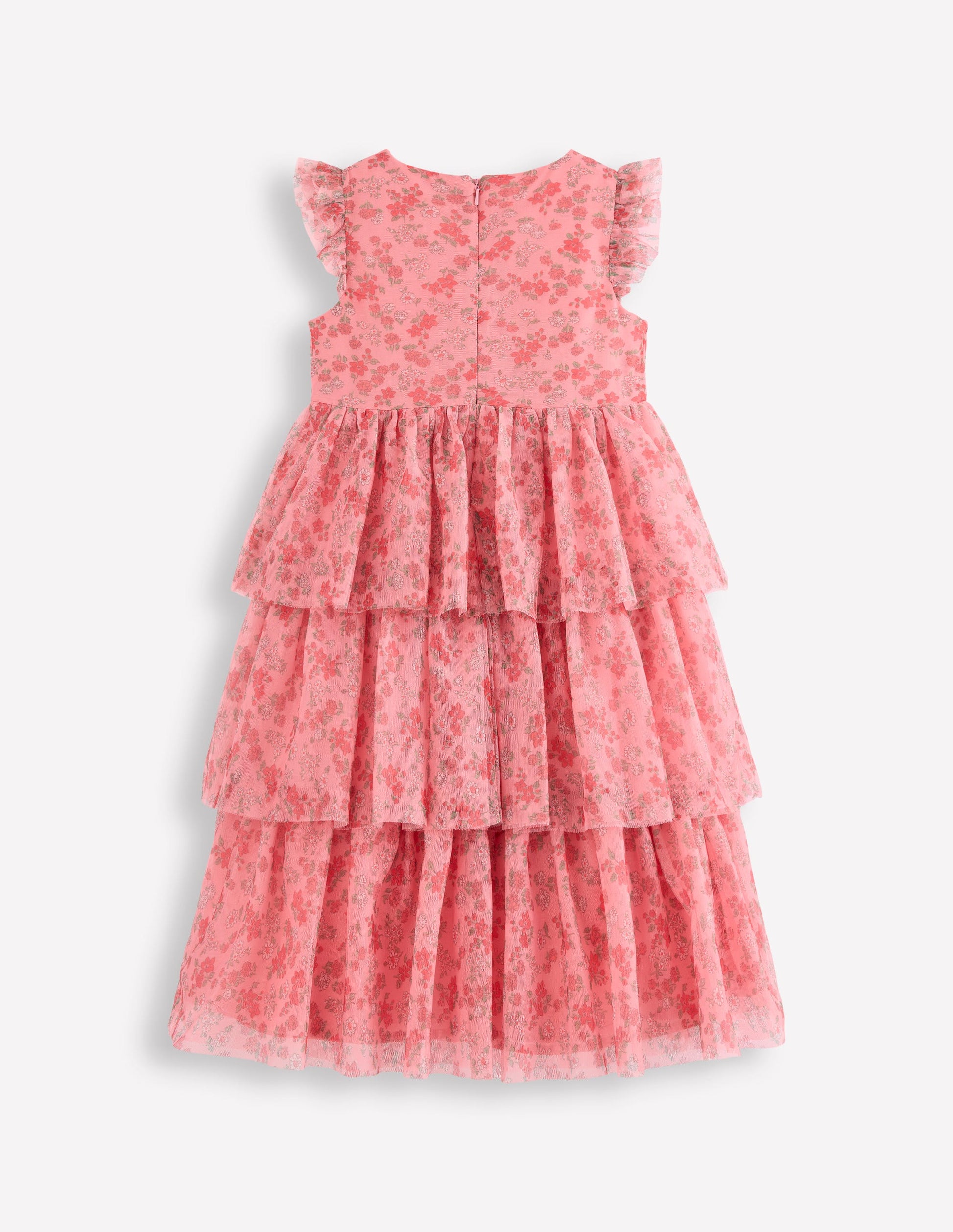 Heart Tulle Dress-Salmon Pink Meadow Floral-3