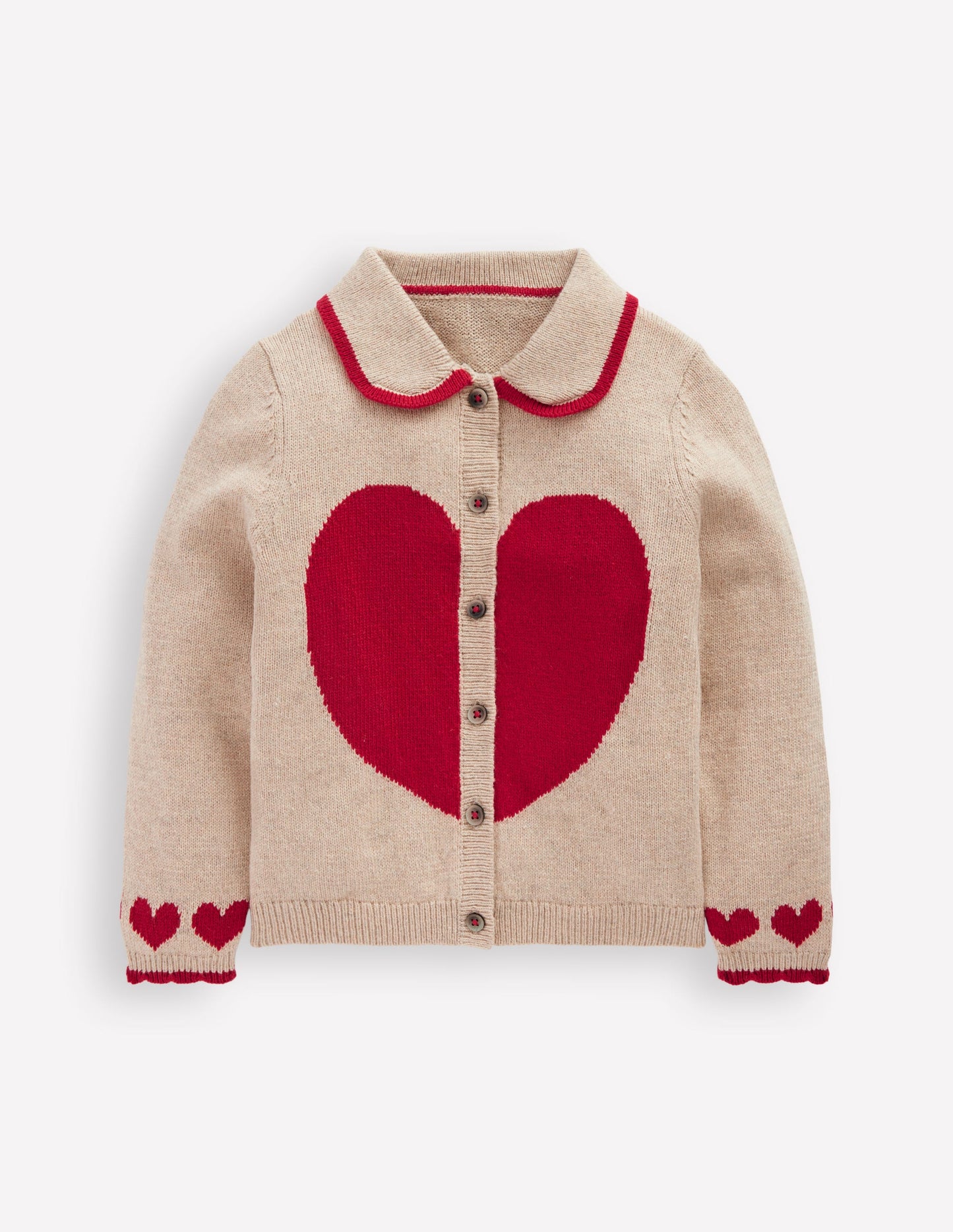 Collared Logo Cardigan-Chinchilla Melange Heart