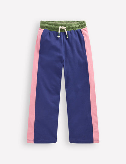 Wide Leg Colourblock Joggers-Starboard Blue Colourblock-1