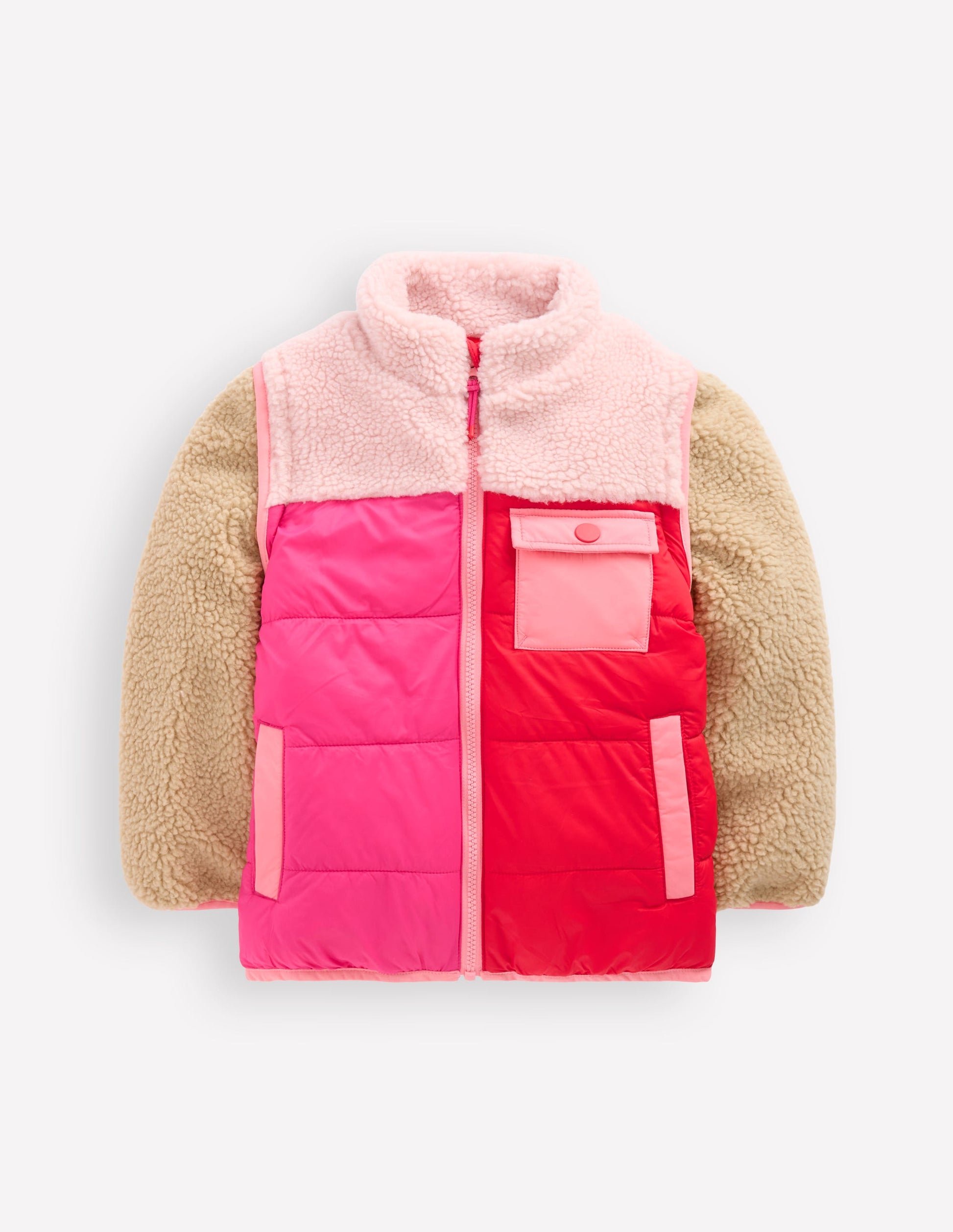 2-in-1 Borg Mix Jacket-Pink Borg Colourblock-2