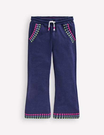 Embroidered Kickflare Joggers-College Navy Embroidery