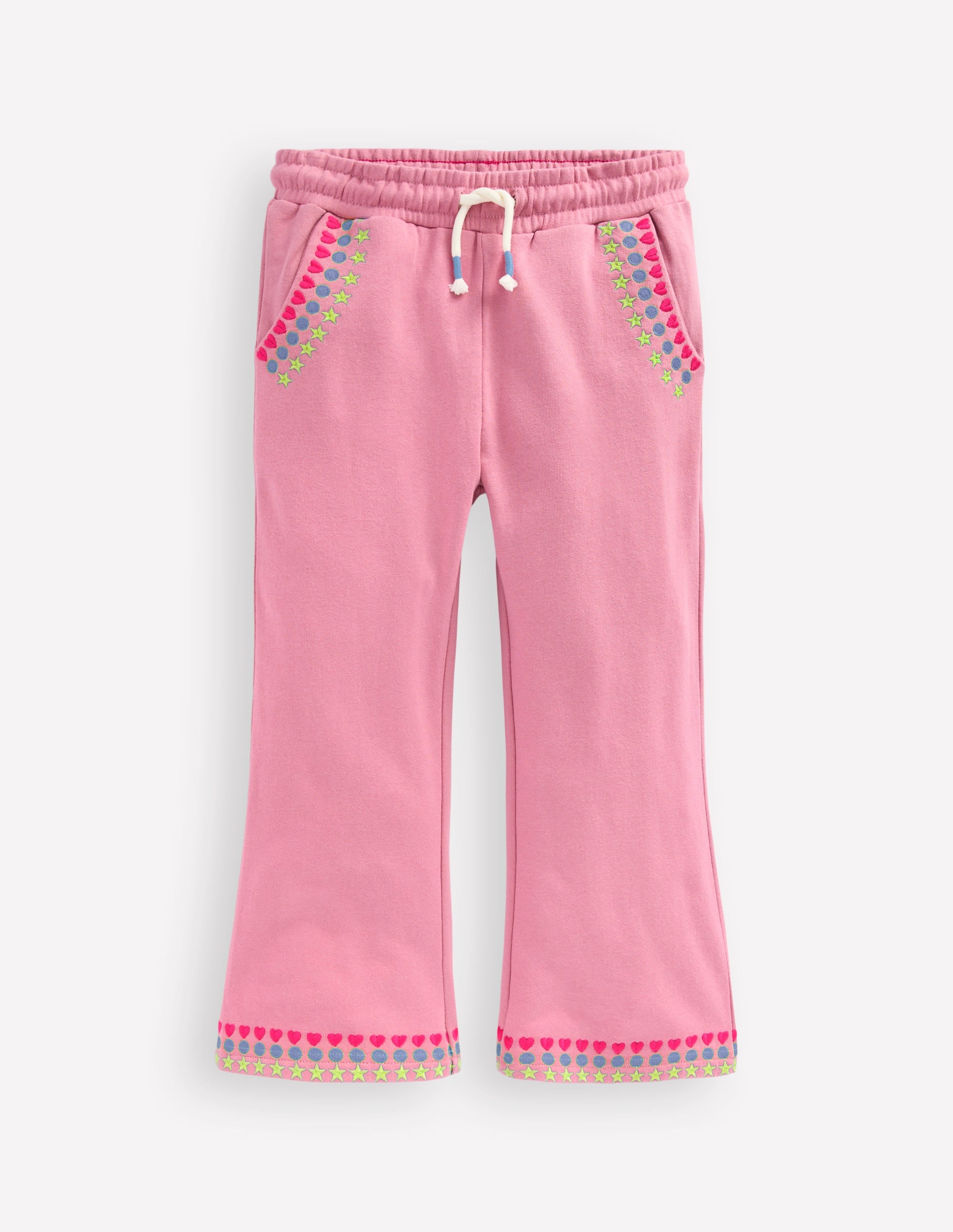 Embroidered Kickflare Joggers-Pink Haze Embroidery - Image 1